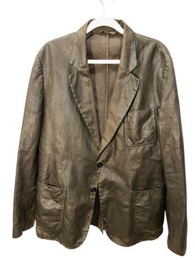 maison Margiela distressed coated leather like mens  blazer jacket 52 US 42